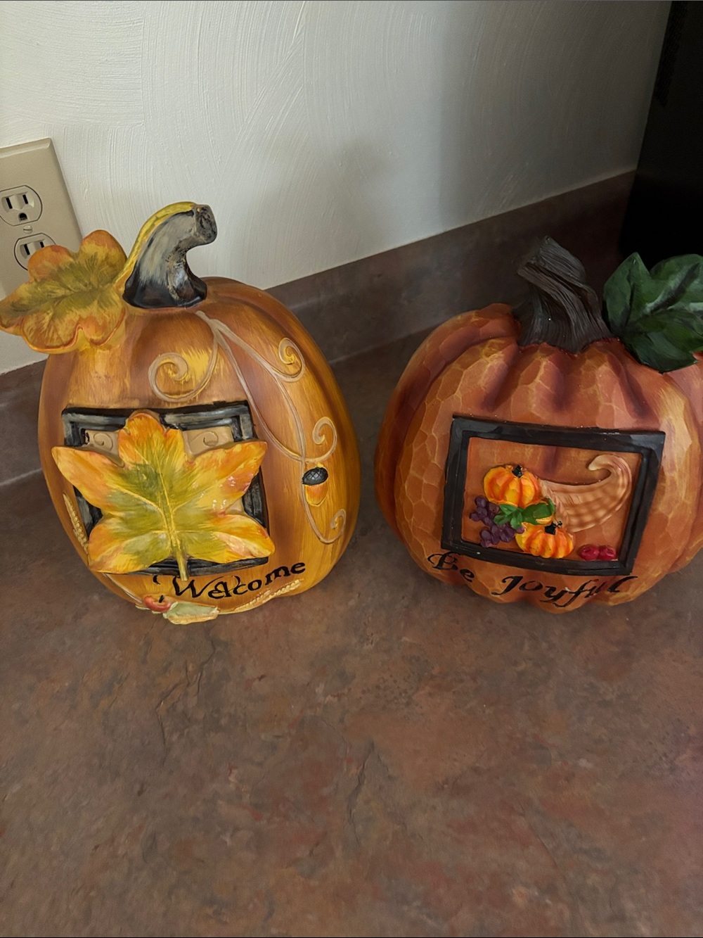 Autumn Pumpkin Welcome and Joyful Decorative Accents - Orange